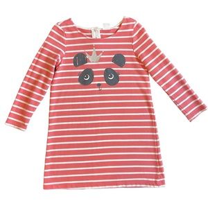 Gymboree girls dress. Pink with white stripes and panda design. Size S (5-6).